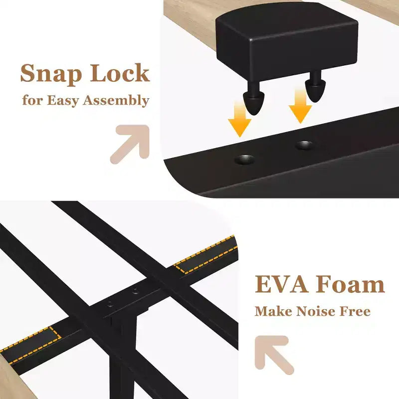 Queen Size Bed Frame with 4 Storage Drawers and Heavy Duty, Strong Metal Support Bed Frame with Wooden Headboard, No Box Spring Needed, Easy Assembly