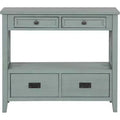 36-Inch Farmhouse Style Console Table with 4 Drawers, Green Buffet Cabinet with Storage Shelf, Sofa Table for Entryway, Hallway, Rustic Design