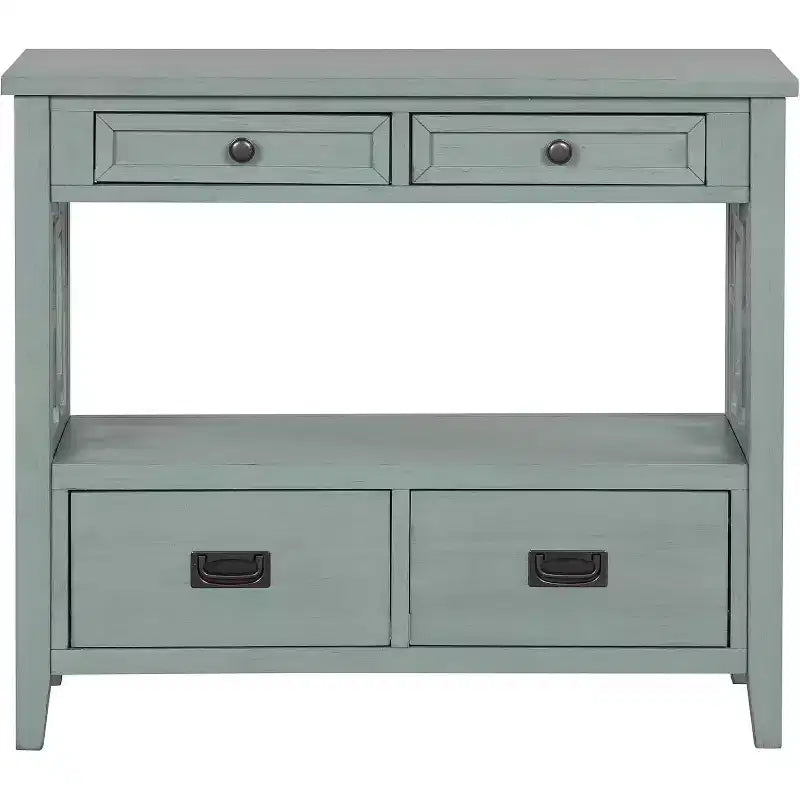 36-Inch Farmhouse Style Console Table with 4 Drawers, Green Buffet Cabinet with Storage Shelf, Sofa Table for Entryway, Hallway, Rustic Design