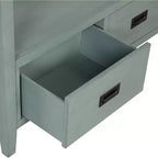 Console da tavolo in stile rustico da 91 cm con 4 cassetti, credenza verde con ripiano portaoggetti, tavolino da divano per ingresso, corridoio, design rustico
