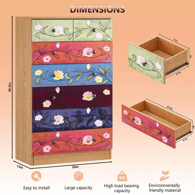 Cassettiera Karl Home a 7 cassetti, in truciolato marrone, 66 cm L