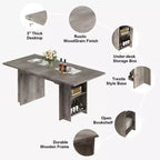TROPOW Tavolo da Pranzo da 160 cm con 4 Ripiani portaoggetti, per 4-6 Persone, Tavolo da Cucina in Legno con Ampio Piano per Soggiorno, Facile da Montare