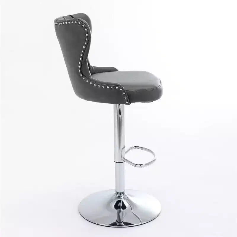 Modern Swivel Bar Stools, Adjustable Height 25-33, PU Leather Upholstered with Back Support, for Kitchen Island, Home Pub, Counter