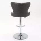 Modern Swivel Bar Stools, Adjustable Height 25-33, PU Leather Upholstered with Back Support, for Kitchen Island, Home Pub, Counter