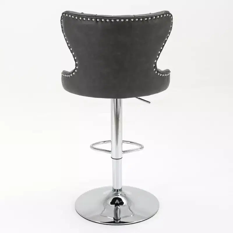 Modern Swivel Bar Stools, Adjustable Height 25-33, PU Leather Upholstered with Back Support, for Kitchen Island, Home Pub, Counter