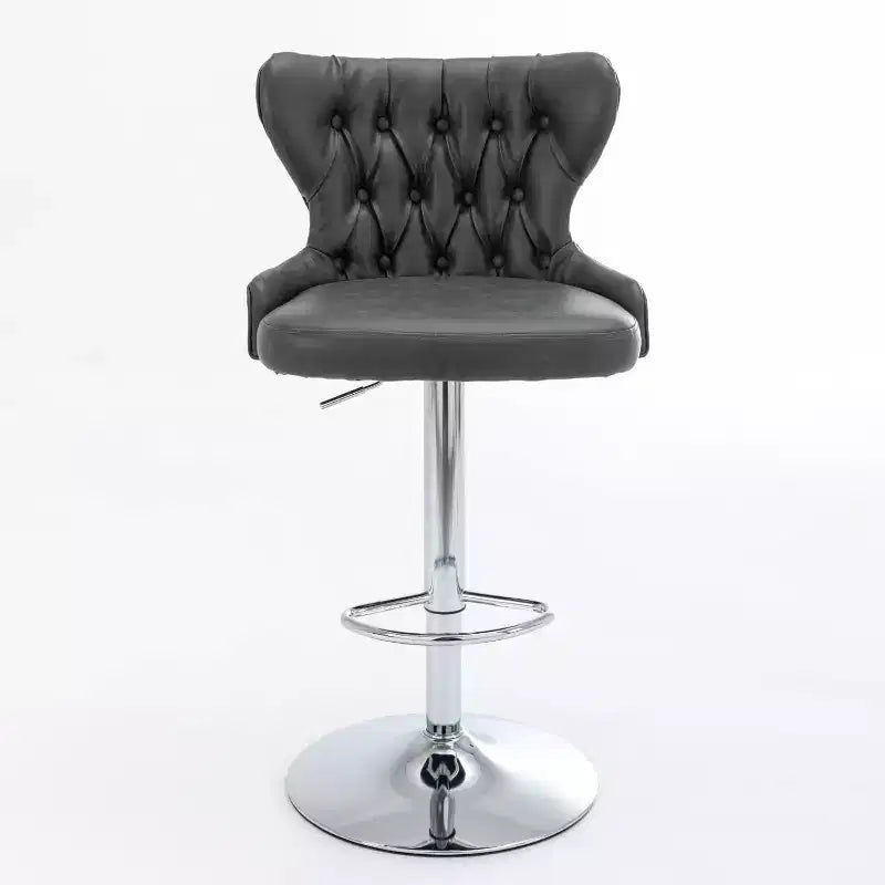 Modern Swivel Bar Stools, Adjustable Height 25-33, PU Leather Upholstered with Back Support, for Kitchen Island, Home Pub, Counter