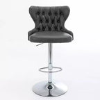 Modern Swivel Bar Stools, Adjustable Height 25-33, PU Leather Upholstered with Back Support, for Kitchen Island, Home Pub, Counter