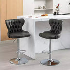 Modern Swivel Bar Stools, Adjustable Height 25-33, PU Leather Upholstered with Back Support, for Kitchen Island, Home Pub, Counter