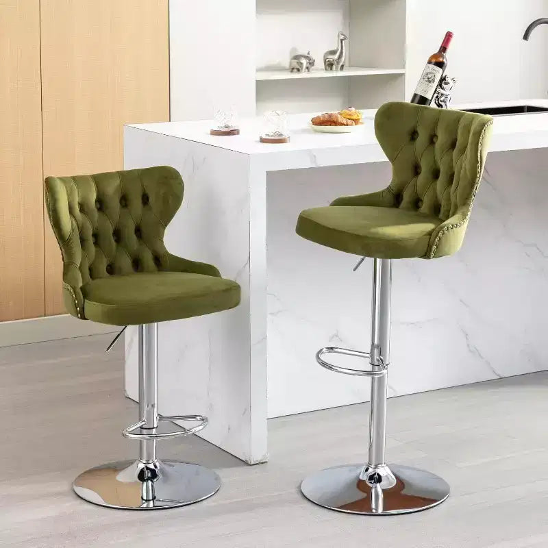 Modern Swivel Bar Stools, Adjustable Height 25-33, PU Leather Upholstered with Back Support, for Kitchen Island, Home Pub, Counter