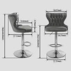 Modern Swivel Bar Stools, Adjustable Height 25-33, PU Leather Upholstered with Back Support, for Kitchen Island, Home Pub, Counter