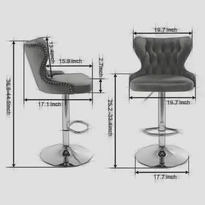 Modern Swivel Bar Stools, Adjustable Height 25-33, PU Leather Upholstered with Back Support, for Kitchen Island, Home Pub, Counter