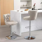 Modern Swivel Bar Stools, Adjustable Height 25-33, PU Leather Upholstered with Back Support, for Kitchen Island, Home Pub, Counter