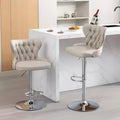 Modern Swivel Bar Stools, Adjustable Height 25-33, PU Leather Upholstered with Back Support, for Kitchen Island, Home Pub, Counter