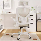 MAYEERTY Ergonomic Home Office Chair - With Lumbar Support, Flip-Up Armrests & Headrest for Work & Study (Black)