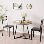 Set tavolo da pranzo per 2, Tavolo e sedie da cucina, Set tavolo da cucina rotondo moderno, Set tavolo da pranzo 3 pezzi per piccoli spazi, Appartamento, Monolocale, Cena
