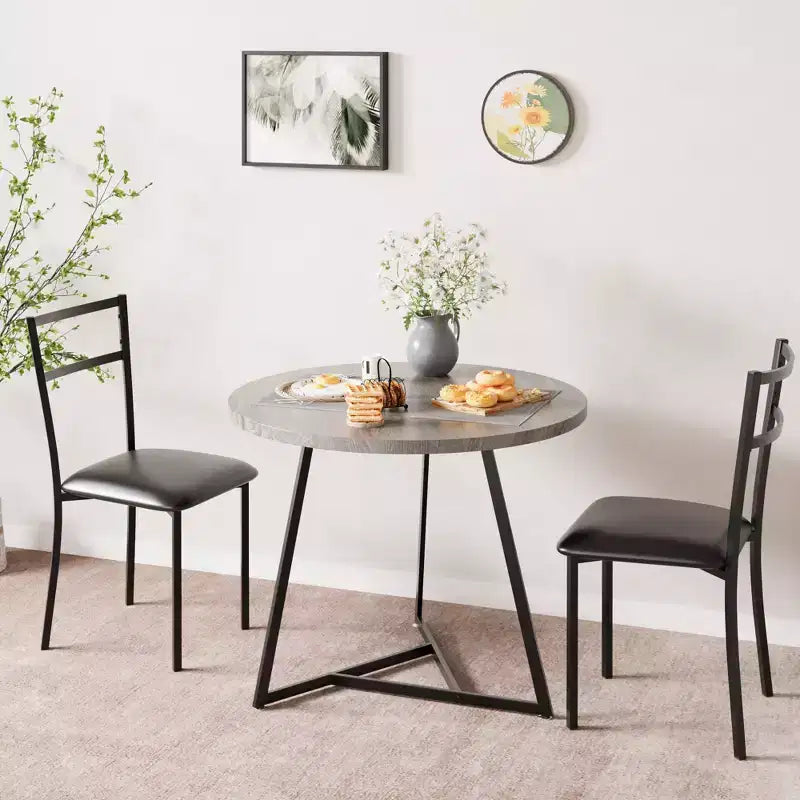 Set tavolo da pranzo per 2, Tavolo e sedie da cucina, Set tavolo da cucina rotondo moderno, Set tavolo da pranzo 3 pezzi per piccoli spazi, Appartamento, Monolocale, Cena