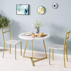 Set tavolo da pranzo per 2, Tavolo e sedie da cucina, Set tavolo da cucina rotondo moderno, Set tavolo da pranzo 3 pezzi per piccoli spazi, Appartamento, Monolocale, Cena