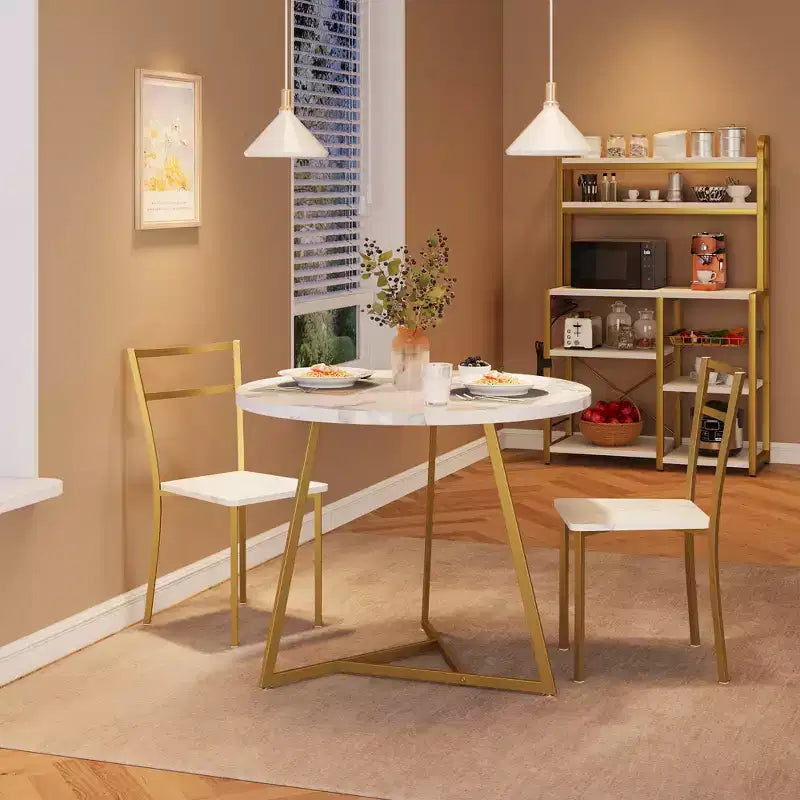 Set tavolo da pranzo per 2, Tavolo e sedie da cucina, Set tavolo da cucina rotondo moderno, Set tavolo da pranzo 3 pezzi per piccoli spazi, Appartamento, Monolocale, Cena