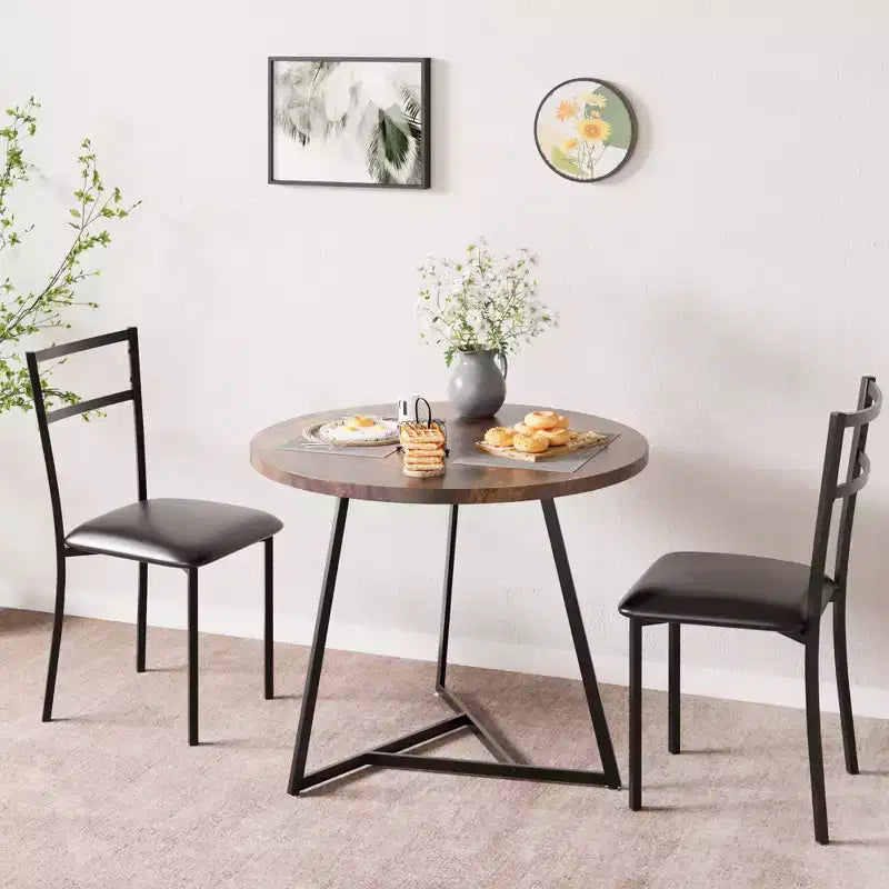 Set tavolo da pranzo per 2, Tavolo e sedie da cucina, Set tavolo da cucina rotondo moderno, Set tavolo da pranzo 3 pezzi per piccoli spazi, Appartamento, Monolocale, Cena