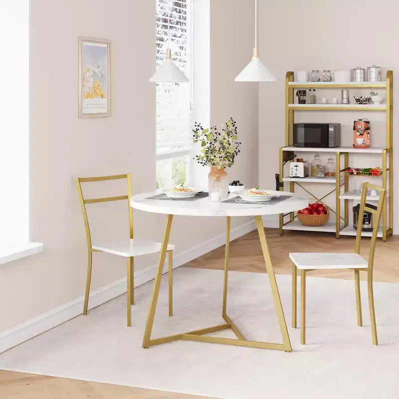 Set tavolo da pranzo per 2, Tavolo e sedie da cucina, Set tavolo da cucina rotondo moderno, Set tavolo da pranzo 3 pezzi per piccoli spazi, Appartamento, Monolocale, Cena