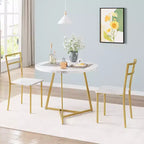 Set tavolo da pranzo per 2, Tavolo e sedie da cucina, Set tavolo da cucina rotondo moderno, Set tavolo da pranzo 3 pezzi per piccoli spazi, Appartamento, Monolocale, Cena