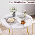 Set tavolo da pranzo per 2, Tavolo e sedie da cucina, Set tavolo da cucina rotondo moderno, Set tavolo da pranzo 3 pezzi per piccoli spazi, Appartamento, Monolocale, Cena