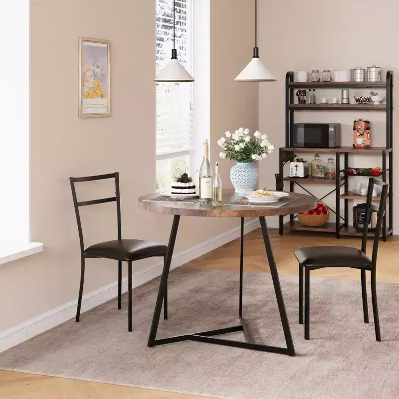 Set tavolo da pranzo per 2, Tavolo e sedie da cucina, Set tavolo da cucina rotondo moderno, Set tavolo da pranzo 3 pezzi per piccoli spazi, Appartamento, Monolocale, Cena