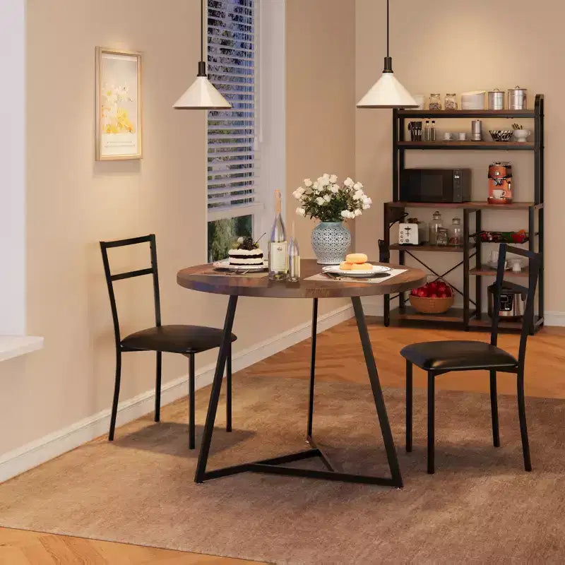 Set tavolo da pranzo per 2, Tavolo e sedie da cucina, Set tavolo da cucina rotondo moderno, Set tavolo da pranzo 3 pezzi per piccoli spazi, Appartamento, Monolocale, Cena