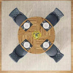 Okak Farmhouse Wood Large Round Dining Table with Cross Base,Wooden Kitchen Dinner Table for Dining Room,Breakfast Nook
