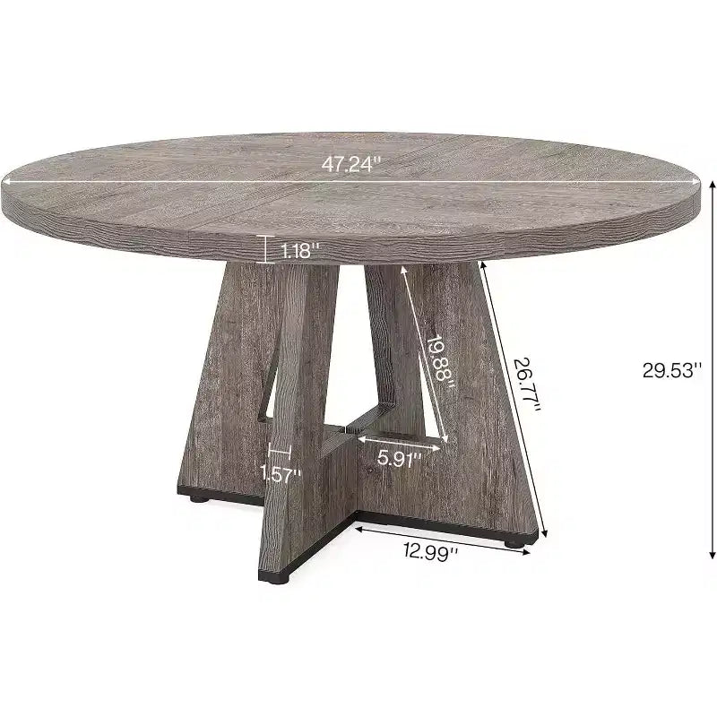 Okak Farmhouse Wood Large Round Dining Table with Cross Base,Wooden Kitchen Dinner Table for Dining Room,Breakfast Nook