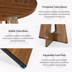 Okak Farmhouse Wood Large Round Dining Table with Cross Base,Wooden Kitchen Dinner Table for Dining Room,Breakfast Nook