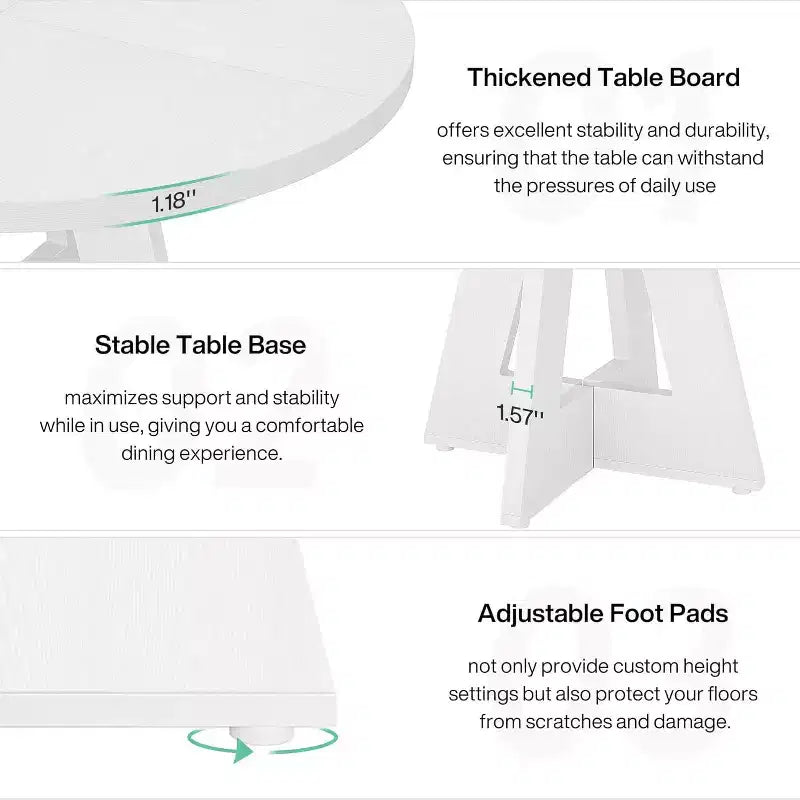 Okak Farmhouse Wood Large Round Dining Table with Cross Base,Wooden Kitchen Dinner Table for Dining Room,Breakfast Nook