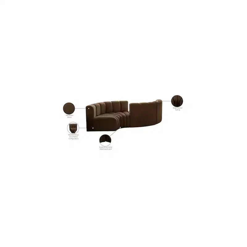 Meridian Furniture, divano modulare in velluto Arc