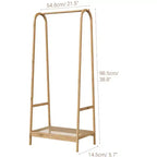 Clothing Rack with Storage Shelf, Bamboo Freestanding Garment Rack for Bedroom, Balcony, Clothes Store, Clothing Storage Organizer, Wood