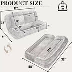 Okak Large Loveseat Floor Bean Bag Human Dog Bed with 5 Adjustable Position,Extra Lazy Chenille 2-in-1 Couch for You & Pets