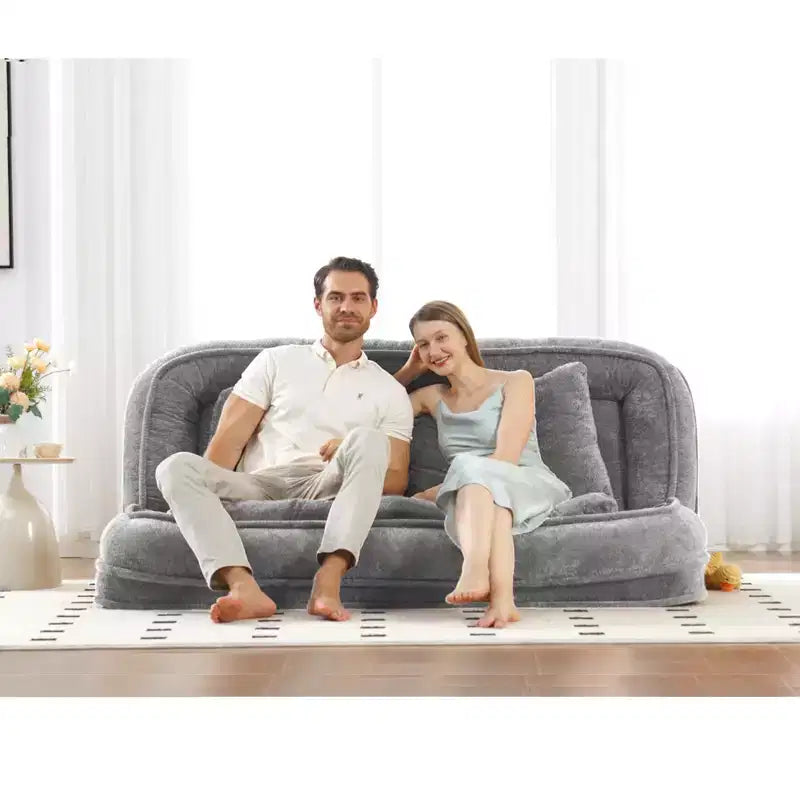 Okak Large Loveseat Floor Bean Bag Human Dog Bed with 5 Adjustable Position,Extra Lazy Chenille 2-in-1 Couch for You & Pets