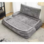 Okak Large Loveseat Floor Bean Bag Human Dog Bed with 5 Adjustable Position,Extra Lazy Chenille 2-in-1 Couch for You & Pets
