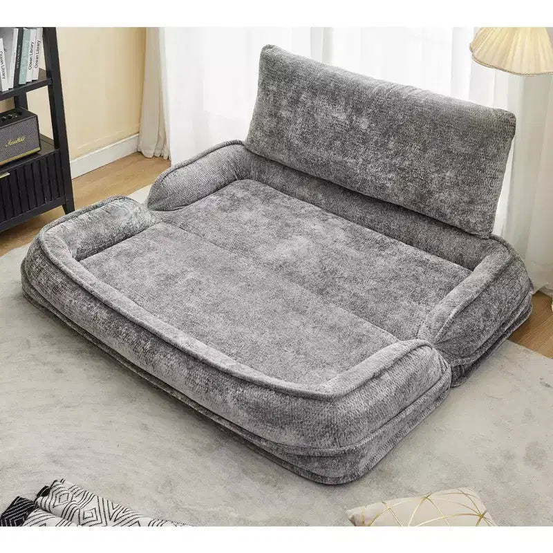 Okak Large Loveseat Floor Bean Bag Human Dog Bed with 5 Adjustable Position,Extra Lazy Chenille 2-in-1 Couch for You & Pets