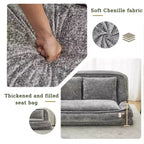 Okak Large Loveseat Floor Bean Bag Human Dog Bed with 5 Adjustable Position,Extra Lazy Chenille 2-in-1 Couch for You & Pets