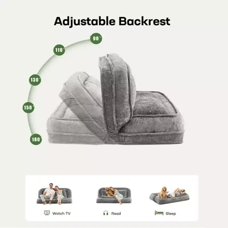 Okak Large Loveseat Floor Bean Bag Human Dog Bed with 5 Adjustable Position,Extra Lazy Chenille 2-in-1 Couch for You & Pets