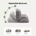 Okak Large Loveseat Floor Bean Bag Human Dog Bed with 5 Adjustable Position,Extra Lazy Chenille 2-in-1 Couch for You & Pets
