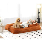 Okak Large Loveseat Floor Bean Bag Human Dog Bed with 5 Adjustable Position,Extra Lazy Chenille 2-in-1 Couch for You & Pets
