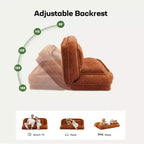 Okak Large Loveseat Floor Bean Bag Human Dog Bed with 5 Adjustable Position,Extra Lazy Chenille 2-in-1 Couch for You & Pets