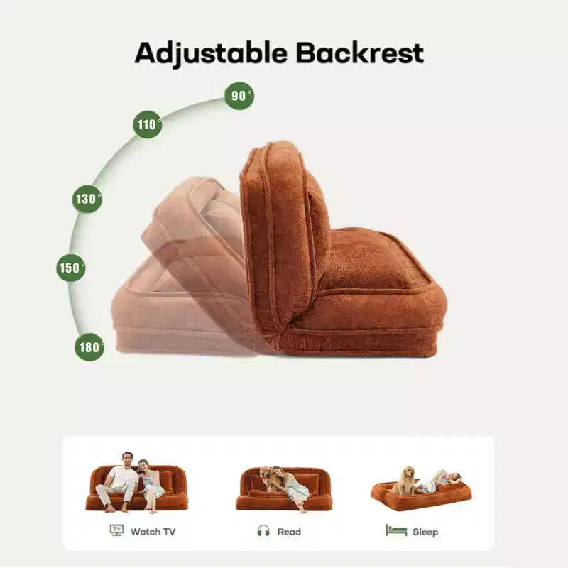 Okak Large Loveseat Floor Bean Bag Human Dog Bed with 5 Adjustable Position,Extra Lazy Chenille 2-in-1 Couch for You & Pets