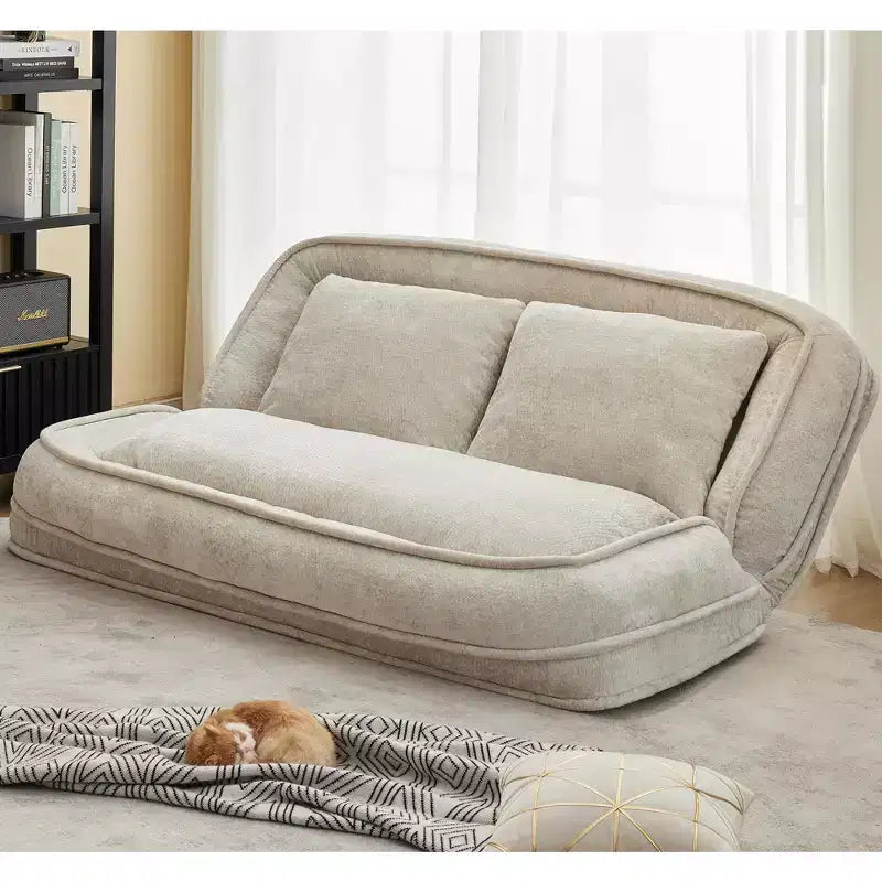Okak Large Loveseat Floor Bean Bag Human Dog Bed with 5 Adjustable Position,Extra Lazy Chenille 2-in-1 Couch for You & Pets