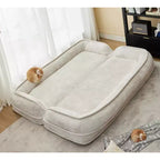 Okak Large Loveseat Floor Bean Bag Human Dog Bed with 5 Adjustable Position,Extra Lazy Chenille 2-in-1 Couch for You & Pets