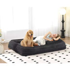 Okak Large Loveseat Floor Bean Bag Human Dog Bed with 5 Adjustable Position,Extra Lazy Chenille 2-in-1 Couch for You & Pets