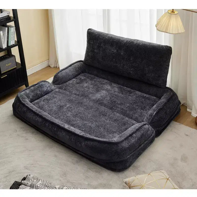 Okak Large Loveseat Floor Bean Bag Human Dog Bed with 5 Adjustable Position,Extra Lazy Chenille 2-in-1 Couch for You & Pets