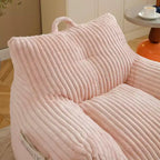 Okak Modern Plush Corduroy Floor Bean Bag Sofa Chair with Armrests & Footstool,Lazy Lounge Couch for Living Room,Bedroom