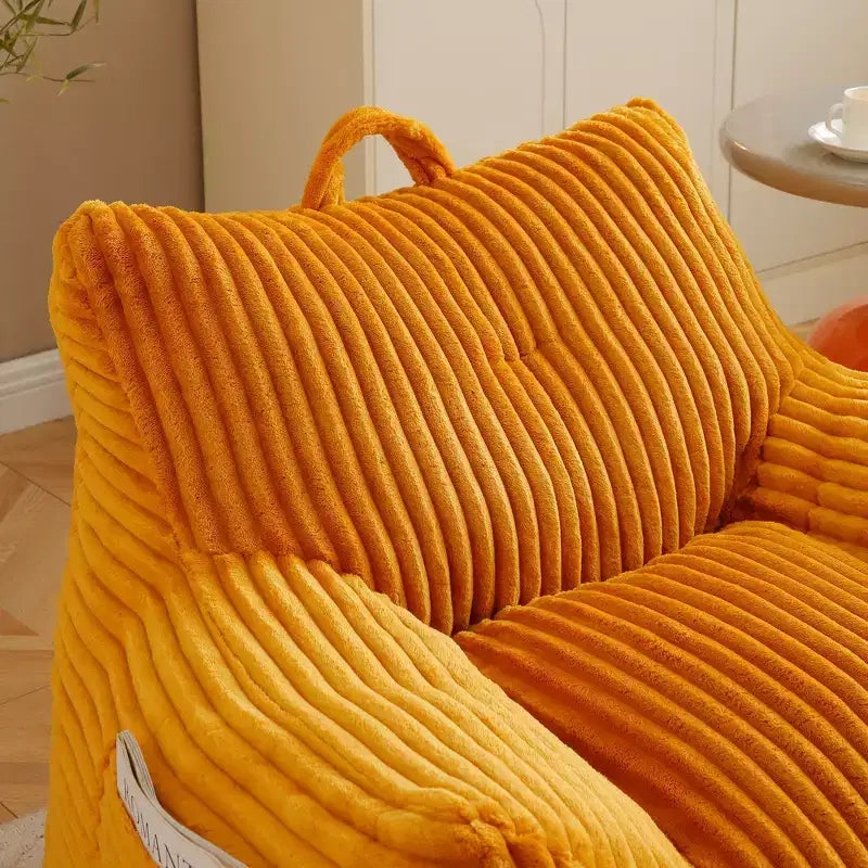 Okak Modern Plush Corduroy Floor Bean Bag Sofa Chair with Armrests & Footstool,Lazy Lounge Couch for Living Room,Bedroom